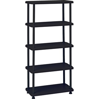 Iceberg Rough N Ready Five-Shelf Open Storage System, Resin, 36w x 18d x 74h, Black