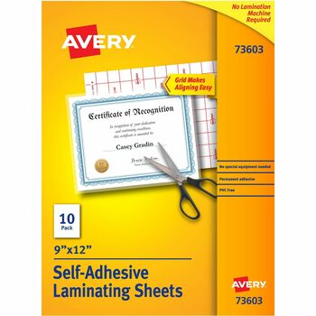 Avery Self-Adhesive Laminating Sheets, 9&quot; x 12&quot;, 10/PK