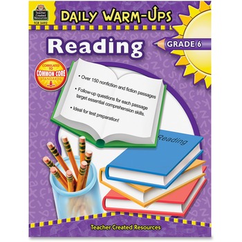 Teacher Created Resources Daily Warm-Ups: Reading, Grade 6, Paperback, 176 Pages