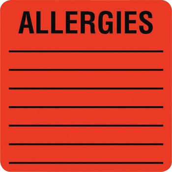 Tabbies Medical Labels for Allergies, 2 x 2, Orange, 500/Roll