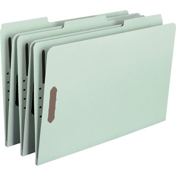 Smead Recycled Pressboard Fastener Folders, Legal, 1&quot; Expansion, Gray/Green, 25/Box