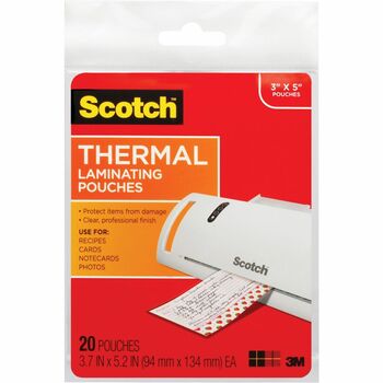 Scotch™ Index Card Size Thermal Laminating Pouches, 5 mil, 5 3/8 x 3 3/4, 20/Pack