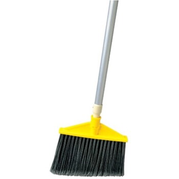 Rubbermaid Commercial Angle Broom, Metal Handle, Flagged Polypropylene Fill, 10.5 in., Gray