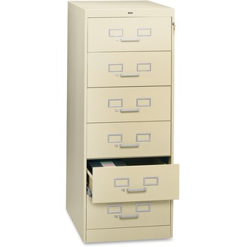 Tennsco Six-Drawer Multimedia Cabinet for 6 x 9 Cards, 21-1/4w x 52h, Putty