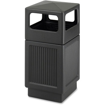 Safco Mayline Canmeleon Side-Open Receptacle, Square, Polyethylene, 38gal, Textured Black