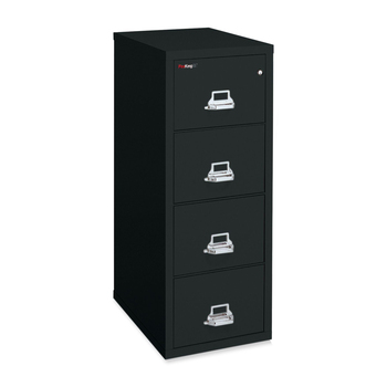 FireKing Four-Drawer Vertical File, 17-3/4w x 25d, UL Listed 350&#176; for Fire, Letter, Black