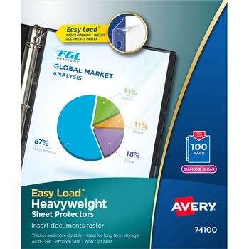Avery Diamond Clear Heavyweight Sheet Protectors, Acid-Free, 100/BX