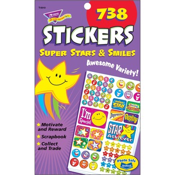 TREND Sticker Assortment Pack, Super Stars and Smiles, 738 Stickers/Pad