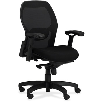 Safco Mercado Series Mid-Back Mesh Chair, Mesh Back/Fabric Seat, Black