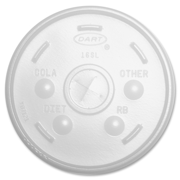 Dart Lids, Plastic, 16oz Foam Cups, White, 1000/CT