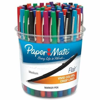 Paper Mate Flair Felt Tip Marker Pen, Assorted Ink, Medium, 48 Pens/Set