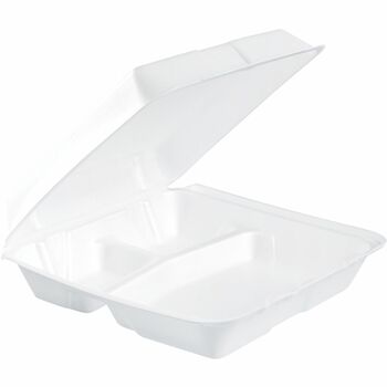Dart Foam Container, Hinged Lid, 3-Comp, 9 1/2 x 9 1/4 x 3, 200/Carton
