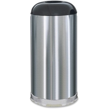 Rubbermaid Commercial European &amp; Metallic Drop-In Dome Top Receptacle, Round, 15gal, Satin Stainless