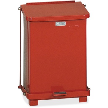 Rubbermaid Commercial Defenders Biohazard Step Can, Square, Steel, 7gal, Red