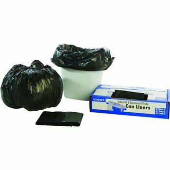 Stout 100% Recycled Plastic Garbage Bags, 7-10gal, 1mil, 24 x 24, Brown/Black, 250/CT