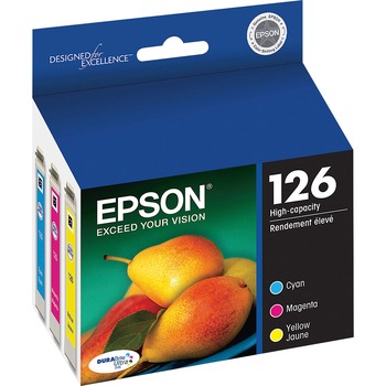 Epson T126520 (126) DURABrite Ultra High-Yield Ink, Cyan/Magenta/Yellow, 3/PK