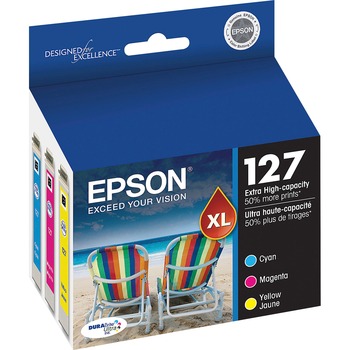 Epson T127520 (127) DURABrite Ultra Extra High-Yield Ink, Cyan/Magenta/Yellow, 3/PK