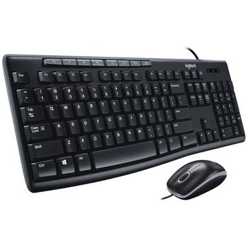 Logitech MK200 Media Combo, Keyboard/Mouse, Wired, USB, Black