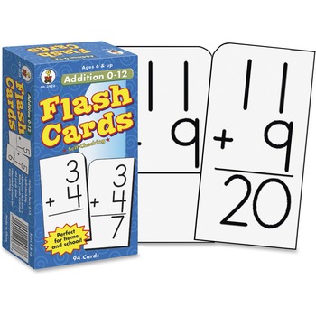 Carson-Dellosa Publishing Flash Cards, Addition Facts 0-12, 3w x 6h, 94/Pack