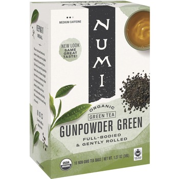 Numi Organic Teas and Teasans, 1.27oz, Gunpowder Green, 18/Box