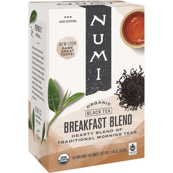 Numi Organic Teas and Teasans, 1.4oz, Breakfast Blend, 18/Box