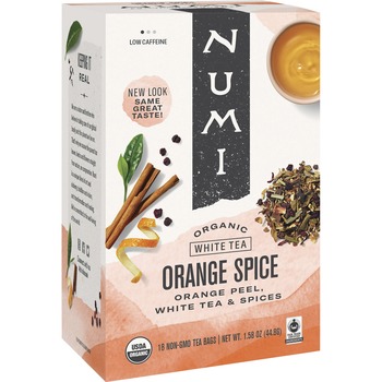 Numi Organic Teas and Teasans, 1.58oz, White Orange Spice, 16/Box