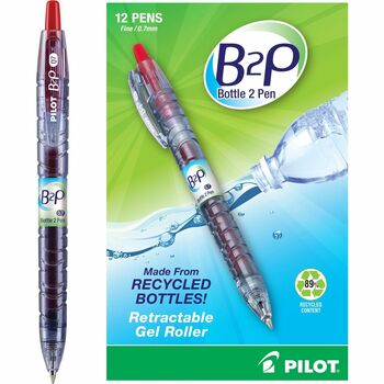 Pilot B2P Bottle-2-Pen Recycled Retractable Gel Ink Pen, Red Ink, .7mm