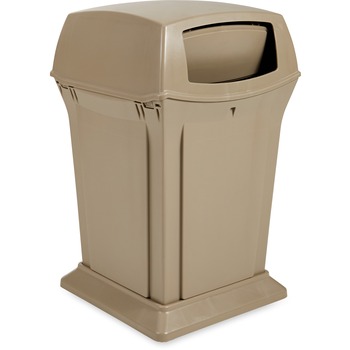 Rubbermaid Commercial Ranger Trash Can with 2 Door Lid, 45 gal, Biege Plastic