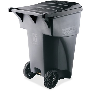 Rubbermaid&#174; Commercial Brute Rollout Heavy-Duty Waste Container, Square, Polyethylene, 95gal, Gray