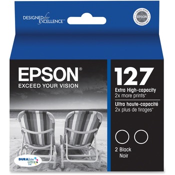 Epson T127120D2 (127) DURABrite Ultra Extra High-Yield Ink, Black, 2/PK