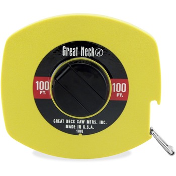 Great Neck English Rule Measuring Tape, 3/8&quot; x 100ft, Steel, Yellow