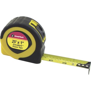 Great Neck ExtraMark Power Tape, 1&quot; x 25ft, Steel, Yellow/Black