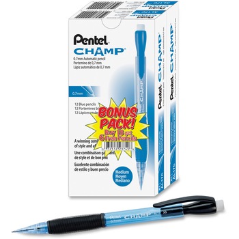Pentel&#174; Champ Mechanical Pencil, 0.7 mm, Blue Barrel, 24/PK