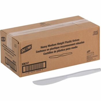 Dixie&#174; Medium-Weight Disposable Plastic Knives, White, 1,000/Carton