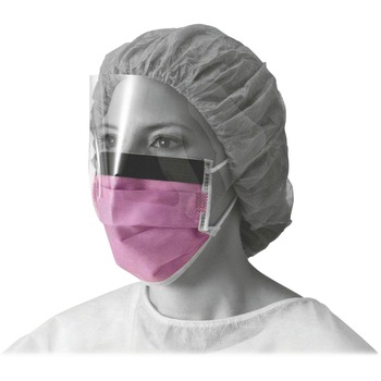 Medline Prohibit Face Mask w/Eyeshield, Polypropylene/Cellulose, Purple, 25/Box