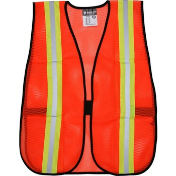 MCR Safety Orange Safety Vest, 2&quot; Reflective Strips, Polyester, Side Straps, One Size