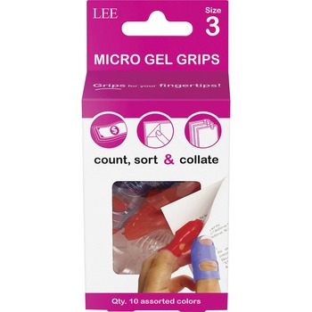 LEE Tippi Micro-Gel Fingertip Grips, Size 3, X-Small, Assorted, 10/Pack
