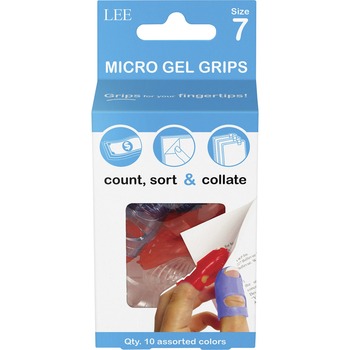 LEE Tippi Micro-Gel Fingertip Grips, Size 7, Medium, Assorted, 10/Pack