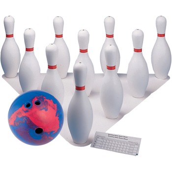 Champion Sports Bowling Set, Plastic/Rubber, White, 1 Ball/10 Pins/Set