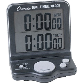 Champion Sports Dual Timer/Clock w/Jumbo Display, LCD, 3 1/2 x 1 x 4 1/2