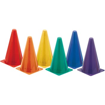 Champion Sports Indoor/Outdoor Flexible Cone Set, Vinyl, Assorted Colors, 6/Set