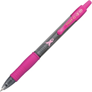 Pilot G2 Premium Pink Ribbon Retractable Gel Ink Pen, Black Ink, .7mm, Dozen
