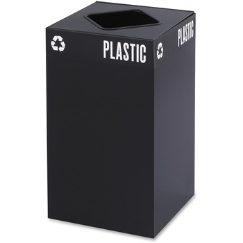 Safco Mayline Public Square Recycling Container, Square, Steel, 25gal, Black