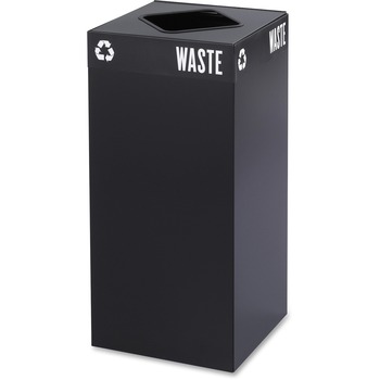Safco Mayline Public Square Recycling Container, Square, Steel, 31gal, Black