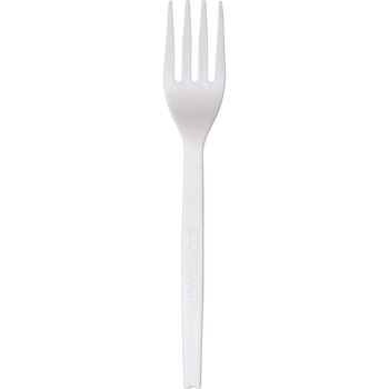 Eco-Products Forks, Plantstarch, 7&quot; L, White, 50 Forks/Pack