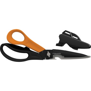 Fiskars Cuts+More, 9 in. Length, 3-1/2 in. Cut, Black/Orange