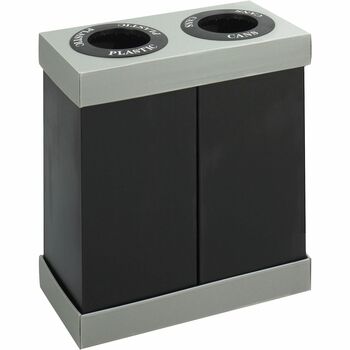 Safco&#174; At-Your-Disposal Recycling Center, Polyethylene, Two 28gal Bins, Black