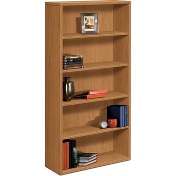 HON 10500 Series Laminate Bookcase, Five-Shelf, 36w x 13-1/8d x 71h, Harvest