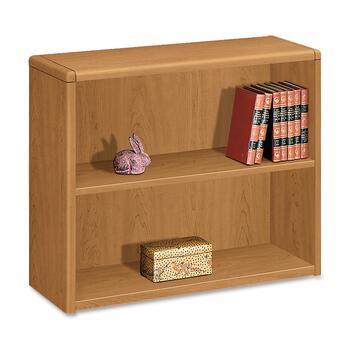 HON 10700 Series Wood Bookcase, Two Shelf, 36w x 13 1/8d x 29 5/8h, Harvest