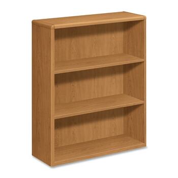 HON 10700 Series Wood Bookcase, Three Shelf, 36w x 13 1/8d x 43 3/8h, Harvest